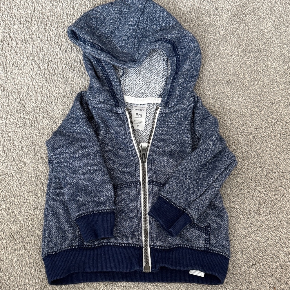 Carter's Heathered Navy Hooded Zip Sweatshirt